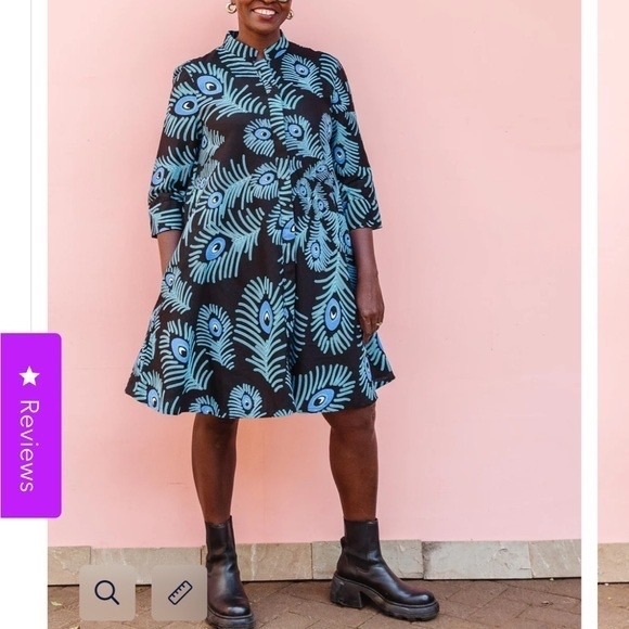 Elegant Blue Peacock Feather Dress - Picture 2 of 5